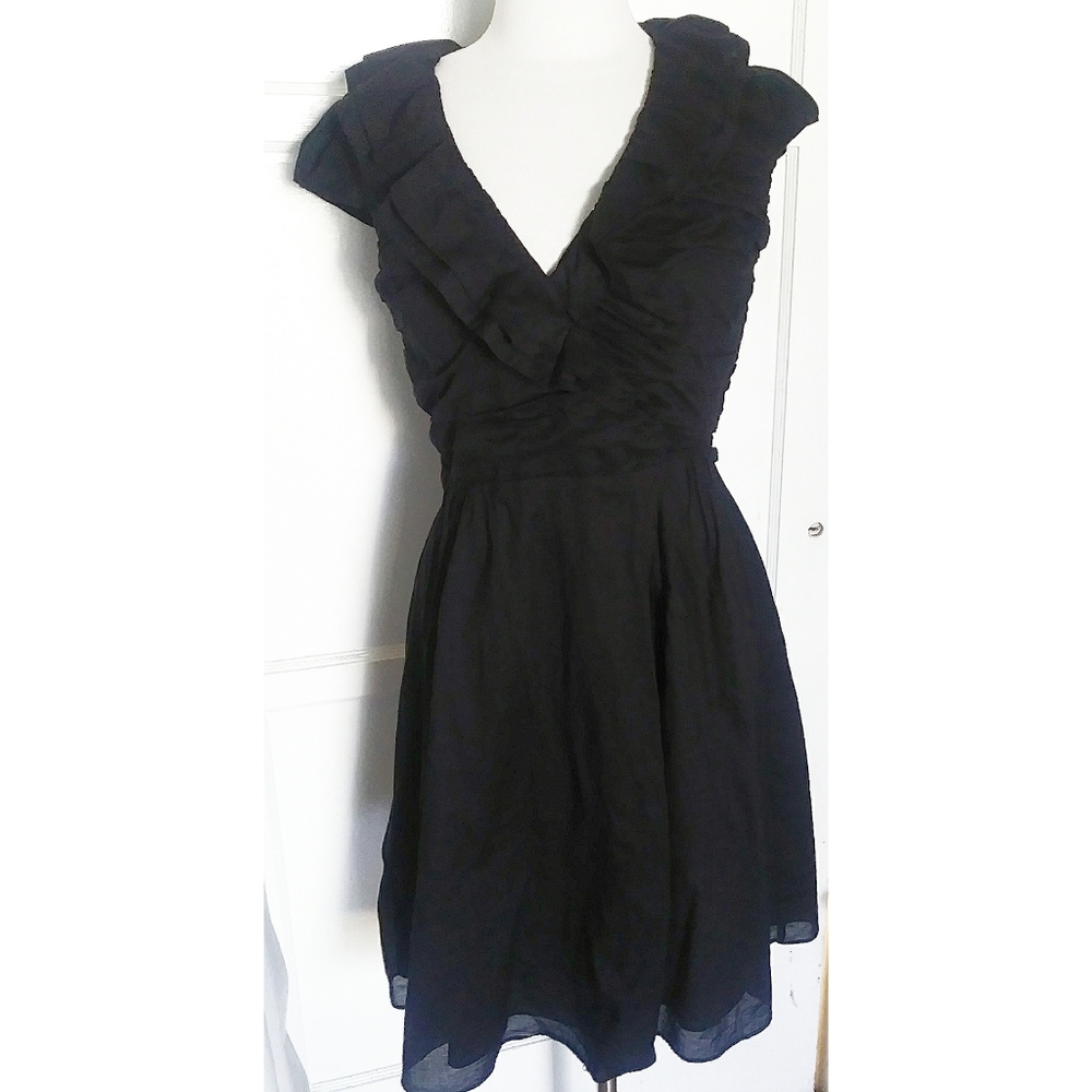 Calvin Klein black ruffle Wrap Dress